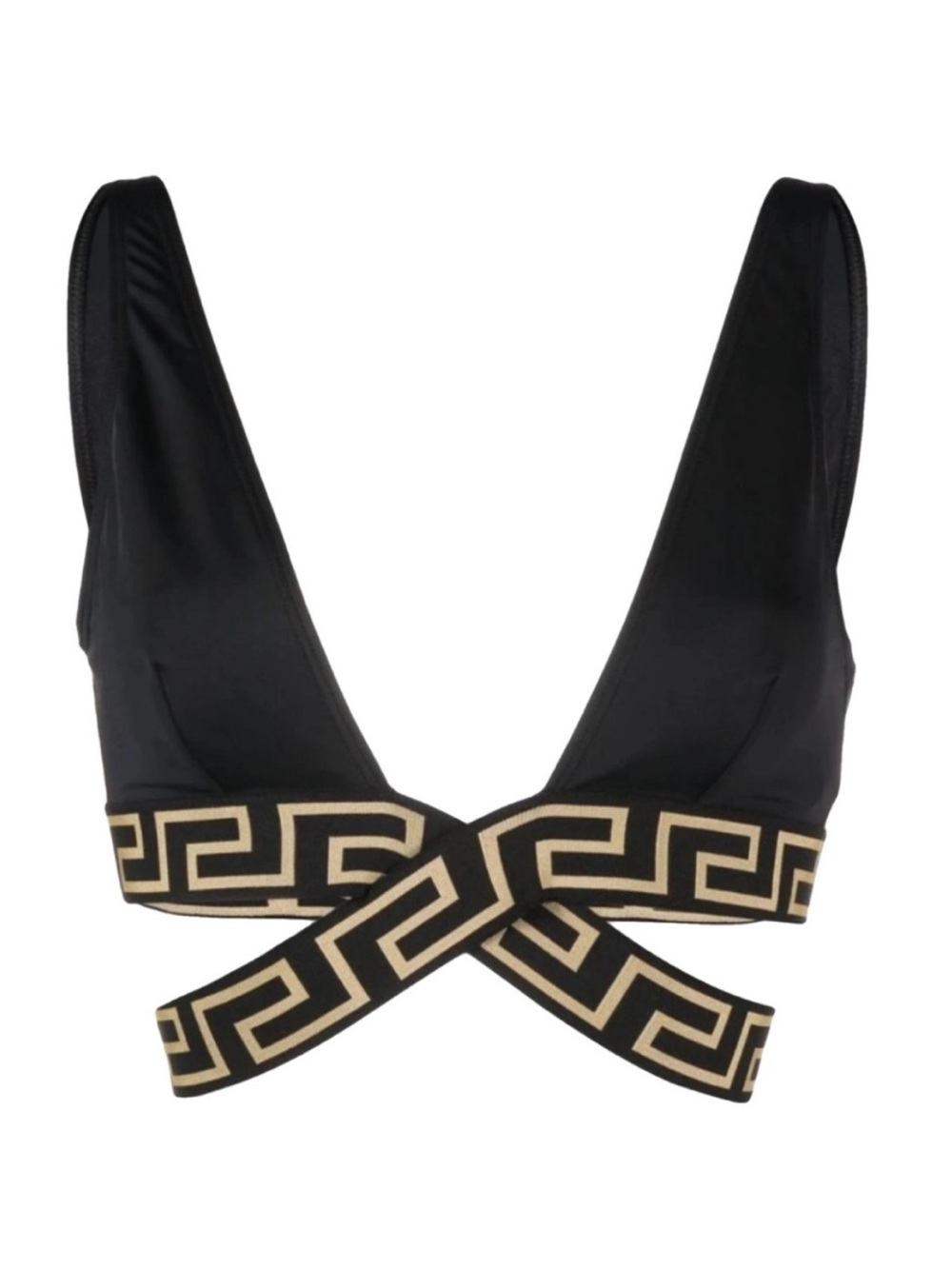 VERSACE Greca cross strap bikini top